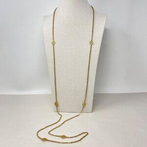Monet Long Flapper Length Gold-Tone Necklace Celtic Knot‎ Layering Signed